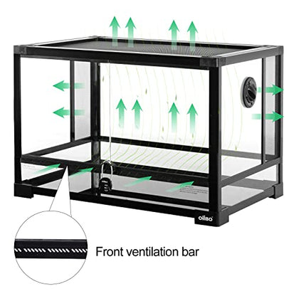 Full Vision Glass Reptile Terrarium 27 Gallon, Double Hinge Door with Screen Ventilation Reptile Tank 24"x16"x16" (Knock-Down) - style: 24"x16"x16"(27 Gal)