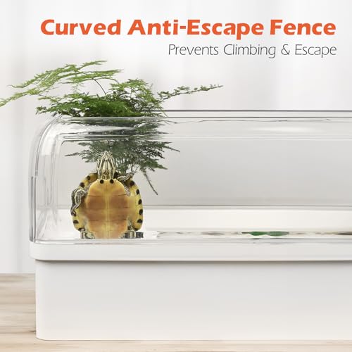 AZV Turtle Tank Starter Habitat Kit,Complete Aquatic Terrarium Enclosure with Filter,Basking Platform with Hideout,Multi-Function Area,Drainage,Plants and Lamps and AZV All in One Turtle Tank Kit