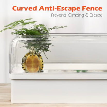 AZV Turtle Tank Starter Habitat Kit,Complete Aquatic Terrarium Enclosure with Filter,Basking Platform with Hideout,Multi-Function Area,Drainage,Plants and Lamps and AZV All in One Turtle Tank Kit