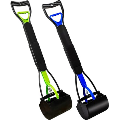 ienjoyed 2-Pack Pooper Scooper for Large Small Dogs Heavy Duty, 28" Long Handle Poop Scoop for Yard, Grass, Gravel, Dog Poop Grabber with High Strength Material and Durable Spring - color: 2-Piece(Green& Blue)