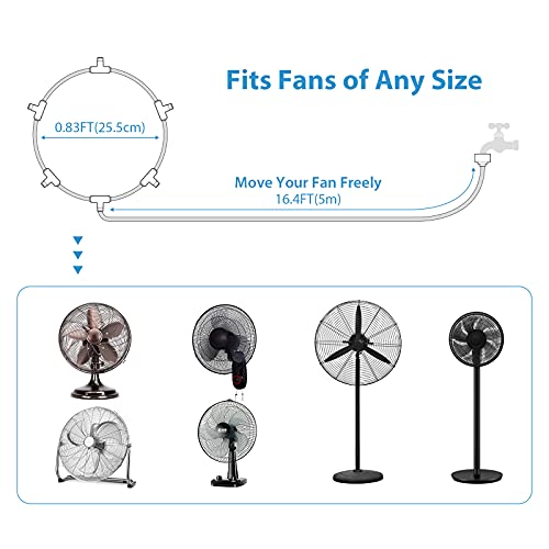 lifeegrn Misting Cooling System: Outdoor Mister System for Patio, 20 FT Misting Line+5 Mist Nozzles+3/4" Brass Adapter Garden Trampoline Greenhouse - size: 20 FT