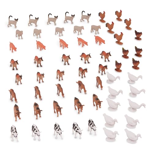 Terra by Battat Farm Animals Toy Tube, 60 Mini Figures, 12 Designs, Tubes | 60 plastic farm animal toys in a storage tube with 12 realistic designs; cow, pig, goat, sheep and more, Animals; 3+ Years - style: Terra Mini Farm Animals in Tube