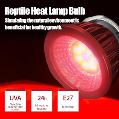 ciciglow Reptile Heat Lamp Bulb, Simulates Environment, 2W LED Energy Saving with E27 Standard Thread, Night for Lizards, Snakes, Frogs (ND-28 110v)