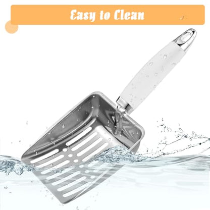 Cat Litter Scoop - Stainless Steel Metal Cat Litter Scoop-Sturdy Mesh Scooper - Mesh Shovel-Easy to Clean - Suitable for Cat Litter Box -Grey White-Christmas - color: Grey White, size: M