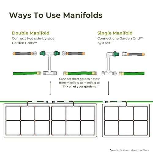 Garden Grid Manifold - 17" Tall, Single Style | Link All of Your Garden Grids So They Can Water Together | Ideal for Individual Garden Grids - size: 17", style: Single