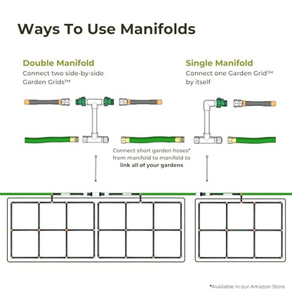 Garden Grid Manifold - 17" Tall, Single Style | Link All of Your Garden Grids So They Can Water Together | Ideal for Individual Garden Grids - size: 17", style: Single