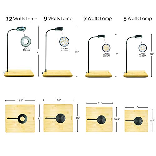 Full Spectrum LED Light with Bamboo Board, Fits Aquarium Nano Tank, Betta Fish Tank, Potted Plants, Succulents, Miniature Landscape – 5W - size: 5W