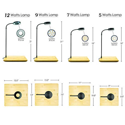 Full Spectrum LED Light with Bamboo Board, Fits Aquarium Nano Tank, Betta Fish Tank, Potted Plants, Succulents, Miniature Landscape – 7W - size: 7W