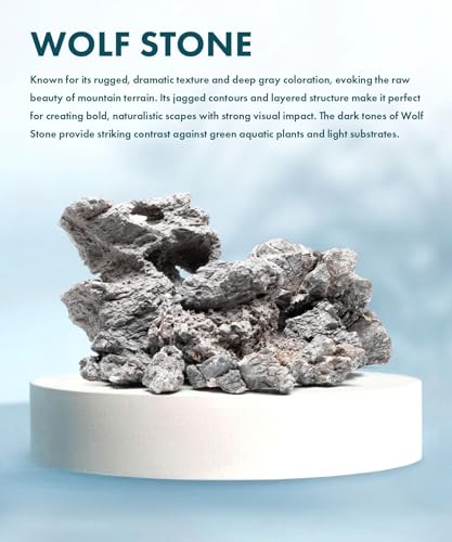Natural Aquarium Stones - Medium Gray Jagged Layered Aquascaping Rocks for Dramatic Layouts, Stacking, Terrariums, Freshwater Fish Tank Decorations & Epiphytic Plants - Wolf, 20 LB - color: Wolf, size: 20 Pounds