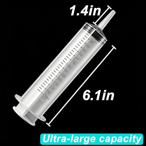 2 Pack 150ml Large Syringes Big Syringes, Large Garden Syringe for Scientific Labs, Measuring, Watering, Refilling (150 ML) (150 ML（3 PCS）) - size: 150 ML（3 PCS）