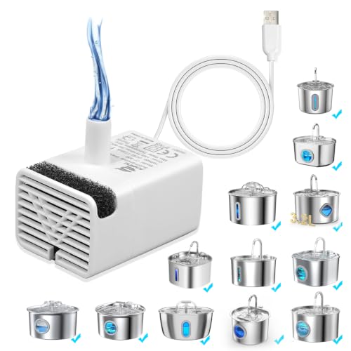 Cat Water Fountain Pump Replacement JY-830 Submersible Motor | Cat Fountain Pump Replacement,Fountains Pump for Stainless Steel Cat Dispenser,Ultra Quiet Dog Drinking Fountain Pump - size: Regular