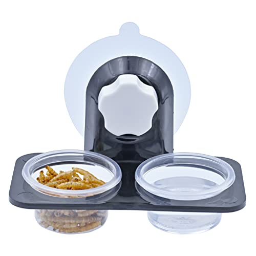 Lizard Gecko Feeding Ledge Holder, with 100 pcs 1oz Food Cups Dish | Gecko Feeding Ledge [Non-Suction Cup], with 1oz 100Cups, Reptile Food Bowls Water Dish for Lizard Ledge Accessories Supplies - color: 100 Cups+Ledge