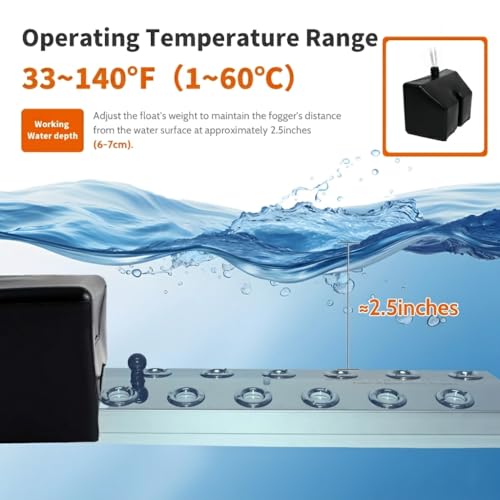 Ultrasonic Fogger Mist Maker 12 Heads, 9000ml/H 110V 400W Waterproof Ultrasonic Mister with Float, Pond Mister, Humidifier for Halloween, Vegetable Preservation, Greenhouse, Landscape