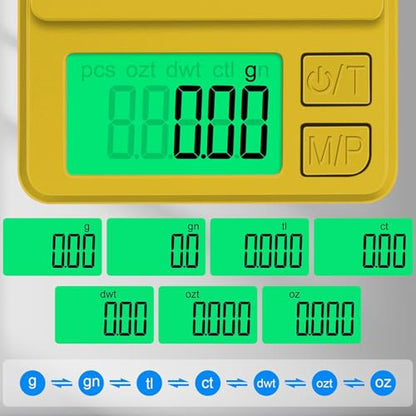 1000g Gram Scale, Diyife 0.01g Precision Pocket Scale with Backlit LCD | 7 Units, Protective Cover, Tare Function, Digital Jewelry Scale for Gold, Gem, Battery Included, Gold - color: Gold