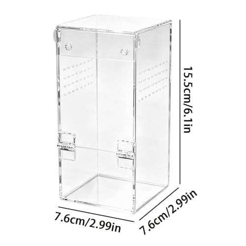 Jumping Spider Enclosure with Magnetic Door Acrylic House | Reptile Terrarium Spider Feeding Box for Tarantula Snail Gecko Frog Lizard Beetles Centipedes Home Living Room Office