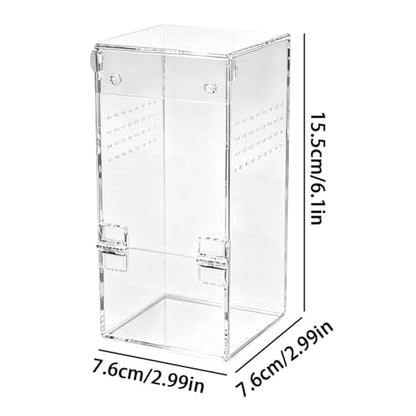 Jumping Spider Enclosure with Magnetic Door Acrylic House | Reptile Terrarium Spider Feeding Box for Tarantula Snail Gecko Frog Lizard Beetles Centipedes Home Living Room Office