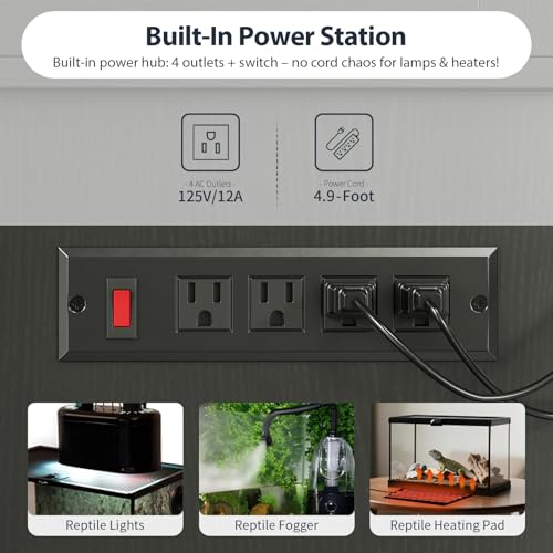 60 Gallon Reptile Tank & 45 Gallon Dual Reptile Enclosure | with Stand Reptile Terrarium with Cabinet,Sliding Doors,Power Outlet for Snakes,Lizards,Geckos Multiple Pets Black CAGE005B - color: Black, size: 60 gallon+45 gallon