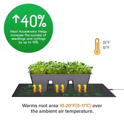 iPower 10" x 20.75" Seeding Heat Mat Upgraded Carbon Film Indoor Warm Waterproof Plant Germination Starting Pad, Black - size: 10" x 20.75", style: Heat Mat