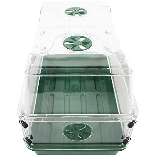 93763 Medium Seed and Herb Domed Propagator with Vented Side Height Extension, Green - size: Medium with 1 Height Extender