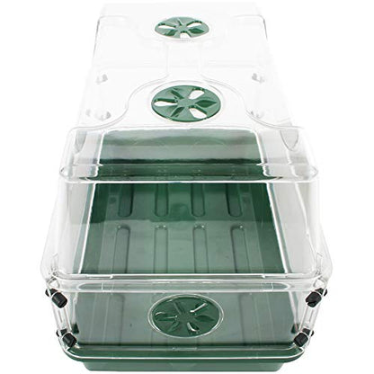 93763 Medium Seed and Herb Domed Propagator with Vented Side Height Extension, Green - size: Medium with 1 Height Extender