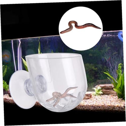 Red Acrylic Automatic Fish Feeder Cup for Aquarium Shrimp and Fish Feeding Worms Small Red Feeding Dish Suitable for Tank Use