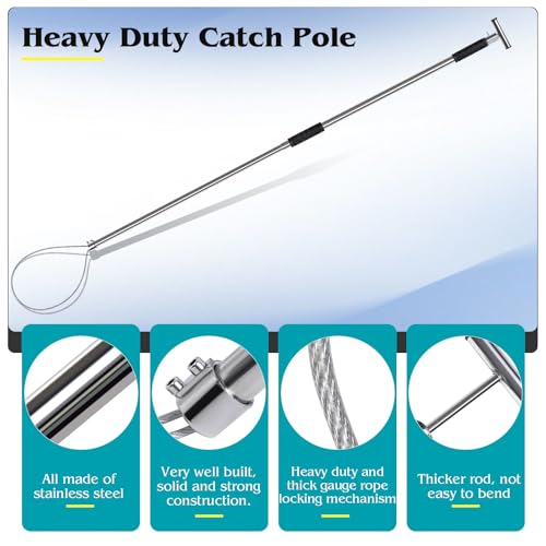 Dog Catcher Pole 61 Inches, Animal Catch Pole Heavy Duty | Stainless Steel Catch and Release Pole for Cats, Dogs, Hogs, and Pigs, Animal Control Tools