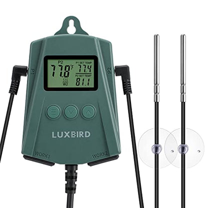 LUXBIRD Digital Temperature Controller LB-2SC, Thermostat Outlet for Reptile Terrarium Greenhouse Grow Tent, 2-Year Warranty, 2-Year Warranty (Green)