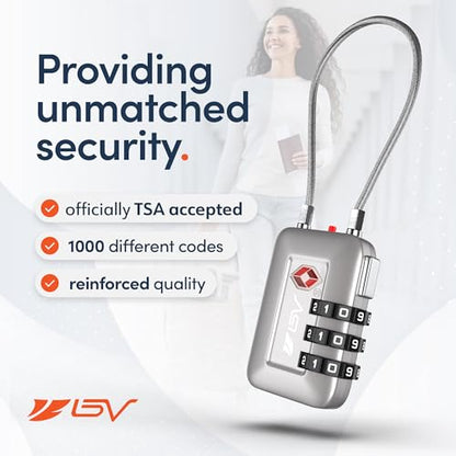 TSA Accepted Luggage Travel Lock, Set-Your-Own Combination Lock for School Gym Locker, Luggage Suitcase Baggage Locks, Filing Cabinets, Toolbox, Case (Silver, 1 Pack) - color: Silver 1-Pack