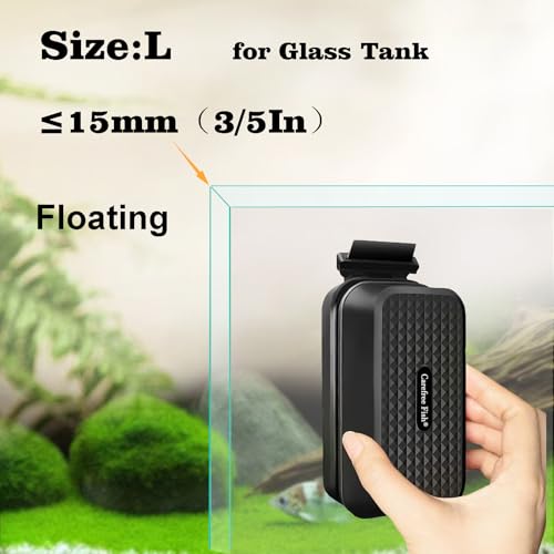 Carefree Fish Aquarium Super Strong Magnetic Cleaner for Glass Fish Tank Magnet Brush Algae Scrapers Floating - color: Black（for Glass Tank）, size: L