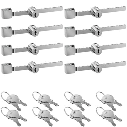 Sliding Glass Door Ratchet Lock with Chrome Finish – Keyed Alike, Fits 4-8mm Glass, Secure Showcase Display Case Lock for Cabinets, Retail Stores & Home Use - 8 Pack - size: 8 Pack
