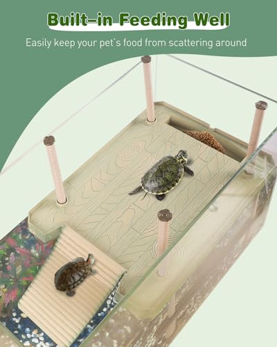 Pawfly Turtle Basking Dock with Ramp, Floating Reptile Platform for Aquatic Turtles in 30 Gallon Aquarium Tanks or Larger