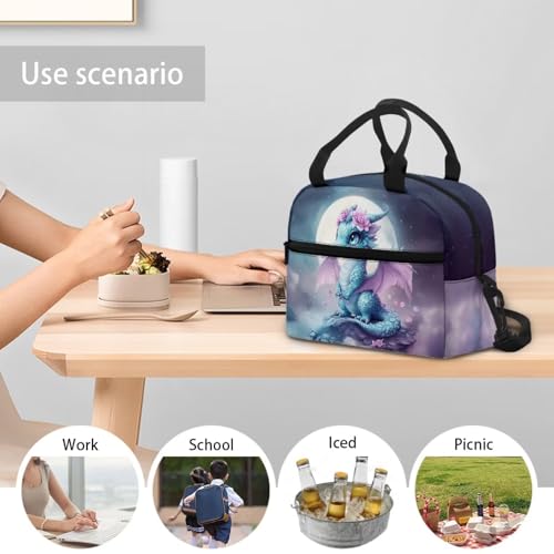 Dragon Lunch Box Containers Moon Kids Lunch Bag Back to School Lunchbox Cute Insulated Lunch Bag Outdoor Lunchbag Camping Lunchbox Picnic Lunch Container - color: Dragon