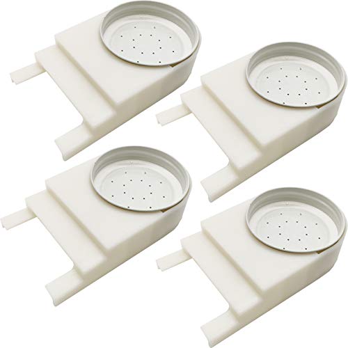 TIHOOD 4 Pack White Beehive Entrance Feeder with Lids, Easy Water Injection, Extended Tray, Sturdy Plastic, Fits Most Small Mouth Canning Feeder and Waterer