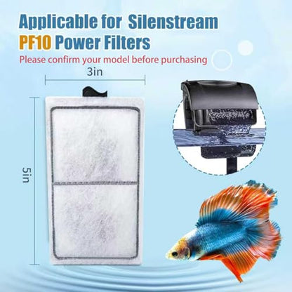 8 Pack PF-S Filter Cartridges Only Compatible with Silenstream PF10 Power Filters, Replacement Aquarium Carbon Cartridge with Zeolite, Size 5.5 in L x 3.1 in