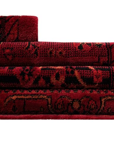 Unique Loom Tekke Collection Area Rug - Sheibani (4' 1" Round Red/Black) - size: 4'1" (Round)