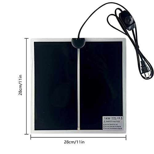 Reptile Heating Mat, 2PCS Reptile Heating Pad with Temperature Adjustment for Reptiles Tortoise Snakes Lizard Gecko Hermit Crab Amphibians - Removable Terrarium Heat Mats(14W, 11x11 inches) - size: 2PCS,14W