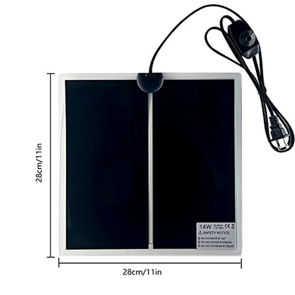 Reptile Heating Mat, 2PCS Reptile Heating Pad with Temperature Adjustment for Reptiles Tortoise Snakes Lizard Gecko Hermit Crab Amphibians - Removable Terrarium Heat Mats(14W, 11x11 inches) - size: 2PCS,14W