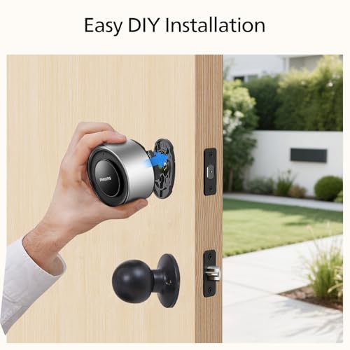 Philips WiFi Smart Retrofit Lock + Wireless Fingerprint Keypad, Update Your Existing Deadbolt, Built-in WiFi, Remote Control, Deadbolt Lock with Voice Control, Auto Lock, Interior Knob, Sliver - color: Sliver, size: WiFi Deadbolt + Fingerprint Keypad