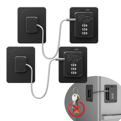2 Pack Refrigerator Locks, 3 Digit Code, Black | Easy Install Freezer Lock, Combination Lock, Child Proof Cabinet Locks, For Refrigerators, Drawers, Closets, Windows - color: Black-2Pack