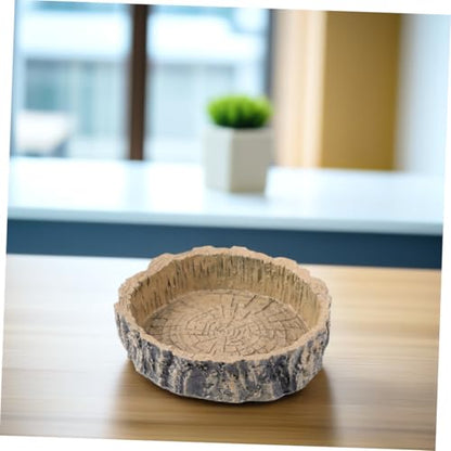 Mipcase Tortoise Hide Gecko Accessories Reptile Supplies Resin Feeding Bowl Natural Tree Stump Shape Reptile Food Storage Container Water Feeder