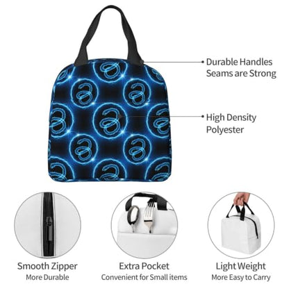 Unisex Snake Print Insulated Lunch Bag Thermal | Blue Snake Pattern, Reusable EVA Leakproof Tote, Compact Size for Gym, Beach & Office - color: Pattern (868)