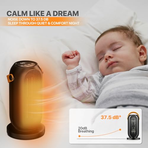 Magshion Portable Electric Heater Small Mini Heaters Indoor Use, 3 Modes Thermostat, 12h Timer Portable Personal Heater PTC Rapid Heater Quick Safety Heating for Office Room Desk Home - size: Round - 1200W - Button