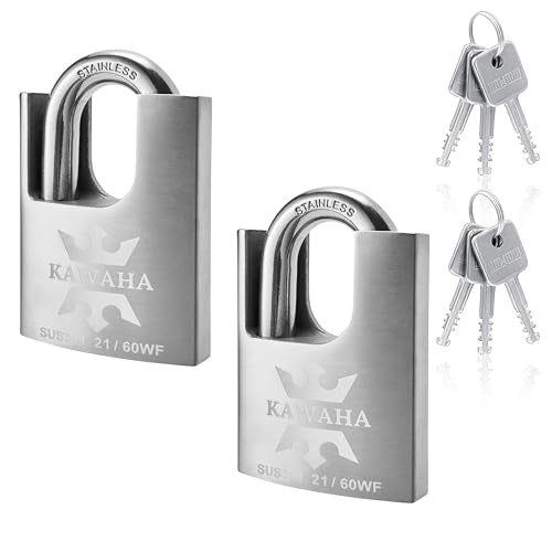 21/60-2PS High Security Stainless Steel Shrouded Padlock with Stainless Steel Key for Both Indoor and Outdoor use (Heavy Duty, Anti-Rust) (2-3/8 in. (60mm), Keyed Alike - 2 Pack) - color: Keyed Alike - 2 Pack, size: 2-3/8 in. (60mm)