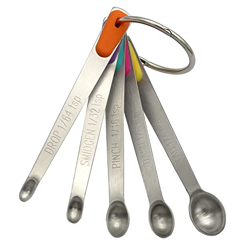 1Pack Small Measuring Spoon Set with Multi-Color Silicone Grip | Food-Grade Stainless Steel, High Precision, Dishwasher-Safe, Easy-Read Markings, Multi-Purpose, Lightweight & Durable - color: Mix-color