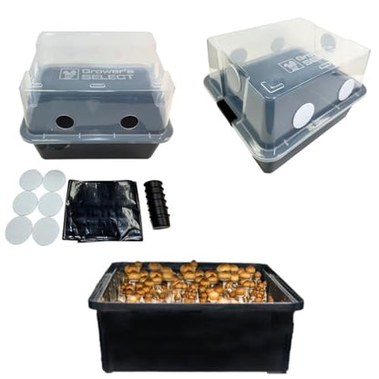 Grower's Select Mushroom Monotub Fruiting Chamber with Filter Disks and Liner - size: 48 Quart
