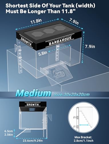 GOZILLA Adjustable Turtle Basking Platform, 11.8x7.9x7.9''Acrylic Turtle Topper & Dock, Hanging Platform Enclosure Warm Room for Turtles, Small Reptiles.(Medium)