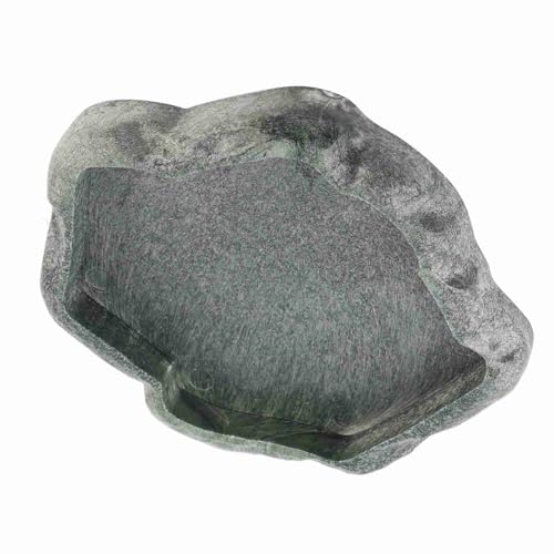 Reptile Water Dish Food Bowl 2 Pack ABS Resin Imitation Rock Feeder with Smooth Easy Clean Surface for Lizard Gecko Bearded Dragon Tortoise Spider (S) - size: S