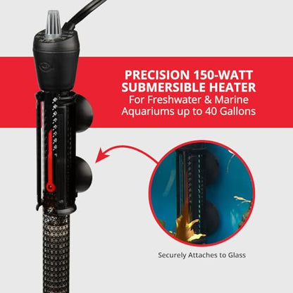 Marineland Precision Heater for Saltwater or Freshwater Aquariums - size: 150-watt