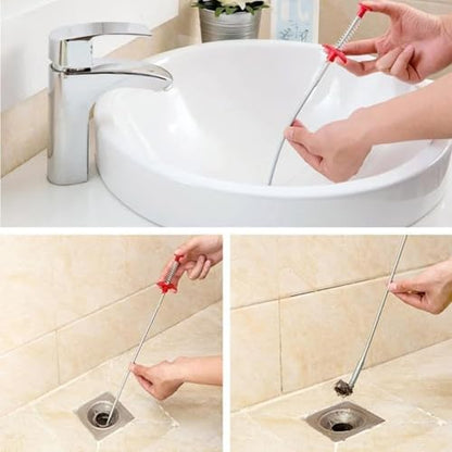 Sewer Cleaning Hook & No Need for Chemicals,Portrayi Sewer Cleaning Hook,Sewer Cleaning Hook Drain Clog Remover,Toilet Snake Clog Remover,Flexible Grabber Claw Long Drain Snake (63in) - color: 63in