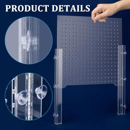 UNICRAFTALE Acrylic Fish Tank Divider Transparent Aquarium Divider Adjustment Clear Fish Tank Separator Set with 12Pcs Suction Cups Fishes Tanks Separator for Betta Fishes 10.98"x11"x0.12"